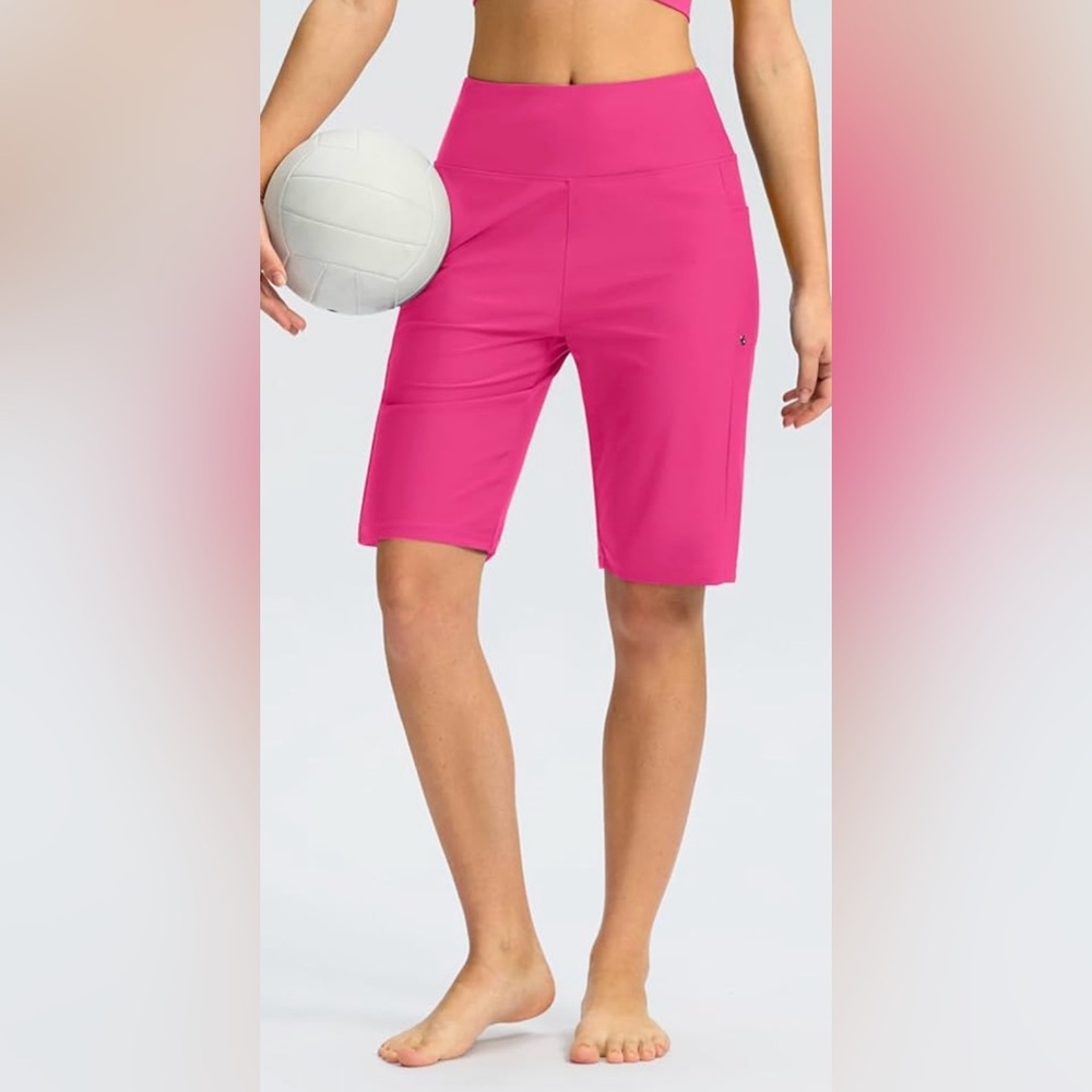 NWT GGradual Rosy 9" Long Swim Board Shorts UPF50+ Pockets Knee Length Womens S